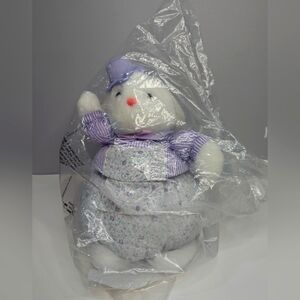 Vintage Plush Easter Bunny Basket 1990 T.L. Toys White Purple New In Sealed Bag